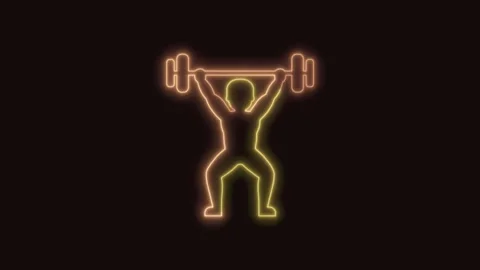 Weightlifter Icon Neon Seamless Loop with Black Background 4K Vídeos de archivo 311433554