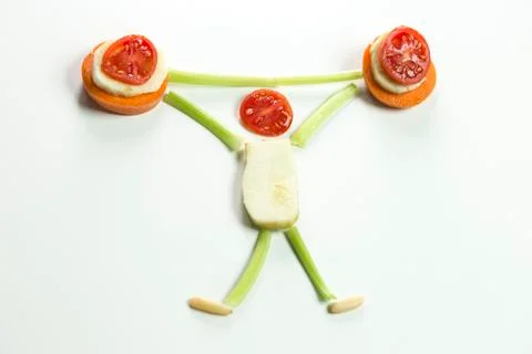 Weightlifter made with vegetables Stock Photos