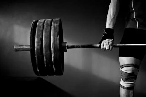 Weightlifter in a old gym Stock Photos