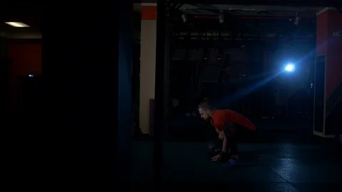 Weightlifter preparing for the championship Stock Footage 72107356