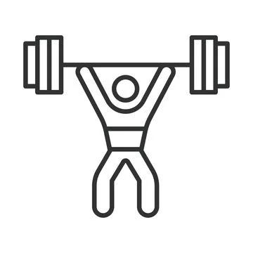 Weightlifting barbell exercise icon in line design. weightlifting, barbell Illustrazione stock