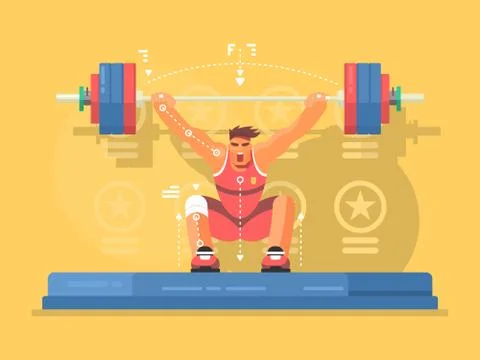 Weightlifting competitions flat design Stock Illustration