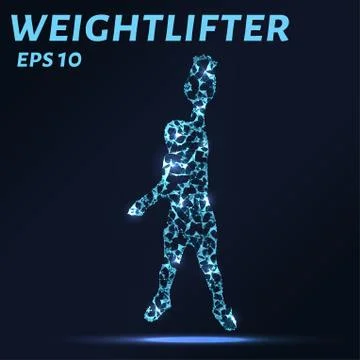 Weightlifting consists of points, lines and triangles. The polygon shape in.. Stock Illustration