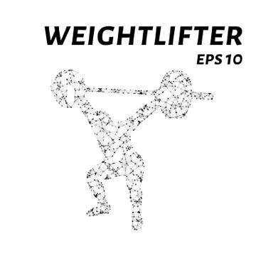 Weightlifting consists of points, lines and triangles. The polygon shape in.. Stock Illustration