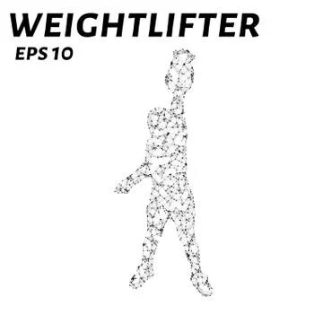 Weightlifting consists of points, lines and triangles. The polygon shape in.. Stock Illustration