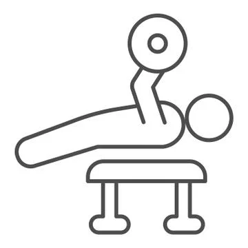 Weightlifting exercise line and solid icon. Bodybuilder lay and exercise with Stock Illustration