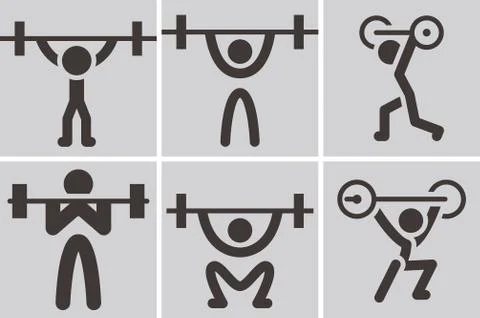 Weightlifting icons Stock Illustration