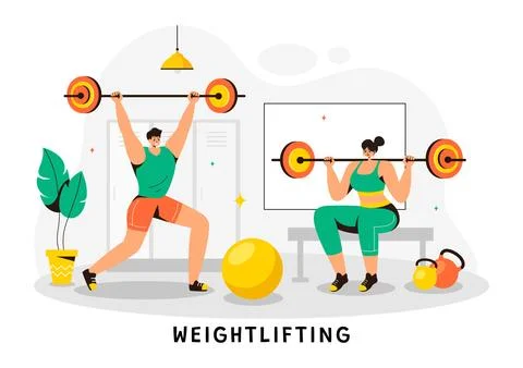 Weightlifting Sport Vector Illustration featuring an Athlete Lifting a Heav.. Stock Illustration