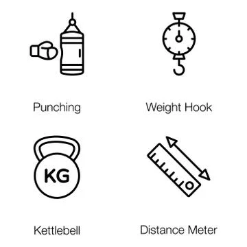 Weightlifting Tools Line Vectors Pack Stock Illustration