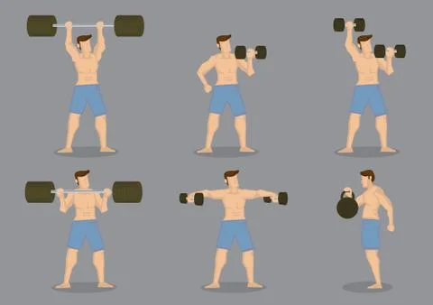Weightlifting Vector Icon Set Stock Illustration