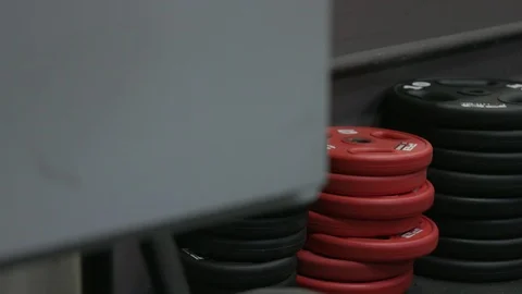 Weights against a wall Stock Footage 106588823