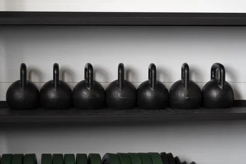 The weights are in a row Stock Photos