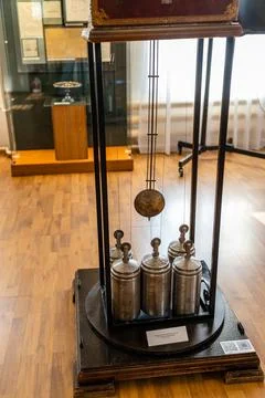 Weights of clock in Cherepanovs Technical Museum Stock Photos