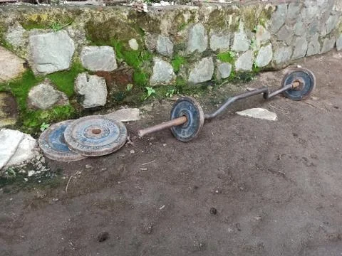 Weights for exercising in the field Stock Photos