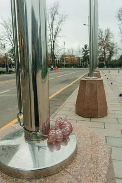 Weights for flags on a pole. anti-vibration rollers for the cable that hold.. Stock Photos