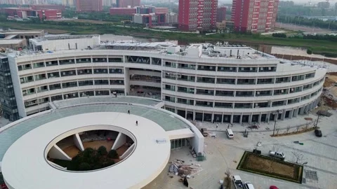Weihai Olympic center hotel section front façade - Nanhai New District, Stock Footage 233251073