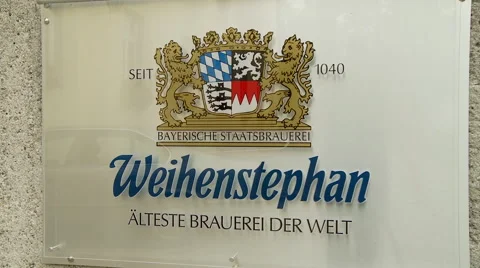 Weihenstephan Sign Outside Building Stock Footage 43760776