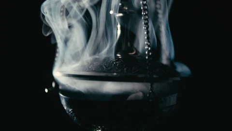 Weihrauch/Incense, Close-Up, Slow Camera Movement with Rising Smoke 4K Stock Footage 309126604