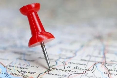 Weingarten, Germany pin on map Stock Photos