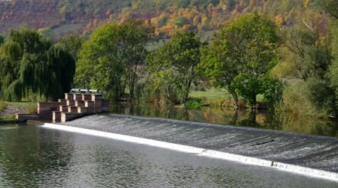 Weir and river Unstrut Stock Footage 60870061