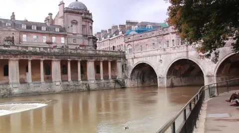 Weir at Bath, England Stock Footage 12585540