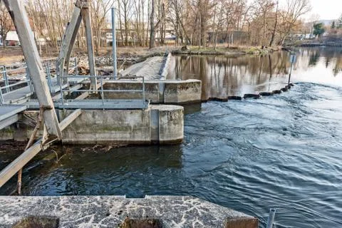 Weir in the hall to control the water Stock Photos