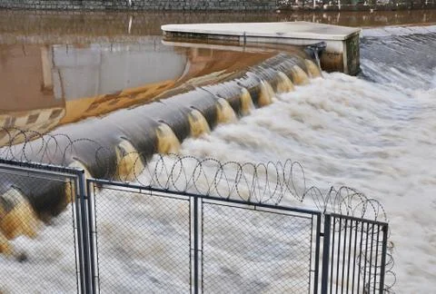 Weir on river Stock Photos
