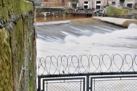 Weir on river Stock Photos