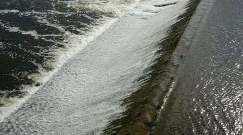 Weir on the river water background Stock Footage 11136543