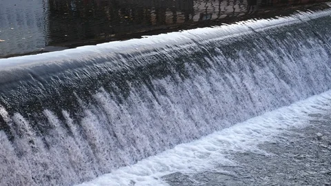 Weir waterfall on river Video stock 98515578