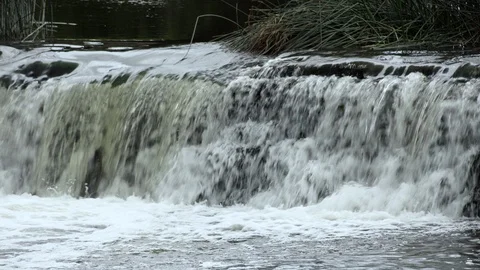 WEIR WHITE WATER CASCADING Stock Footage 93463977