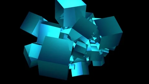Weird 3D animation of blue mint color cubes shapes. Stock Footage 277842820