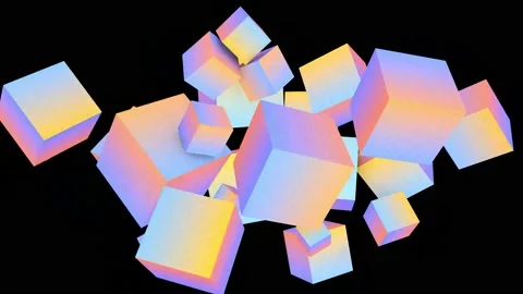 Weird 3D animation of colorful cubes shapes. Abstract animated background Stock Footage 224546158