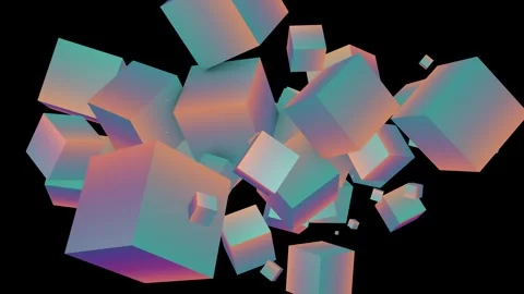Weird 3D animation of colorful cubes shapes. Stock Footage 305573552