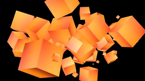 Weird 3D animation of orange color cubes shapes. Abstract animated background. Stock Footage 308475807