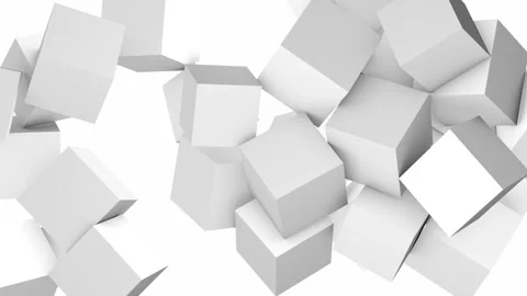 Weird 3D animation of white color cubes shapes on a white background. Stock Footage 317837223