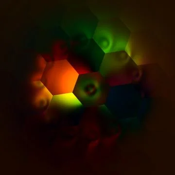 Weird Artistic Colorfully Backlit Hexagons. Abstract Colorful Illustration. Stock Illustration