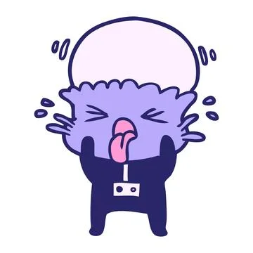 Weird cartoon alien in bright neon color Stock Illustration