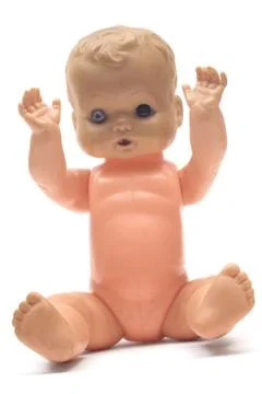 Weird Doll Isolated on a White Background Photos