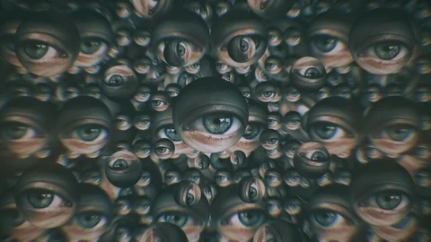 Weird Eyeballs Clones Blinking  Stock Footage 121465561