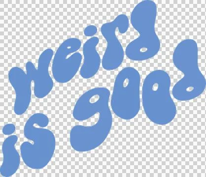 Weird is Good text is flowing in flat design showing blue amoebic letters on Stock Illustration