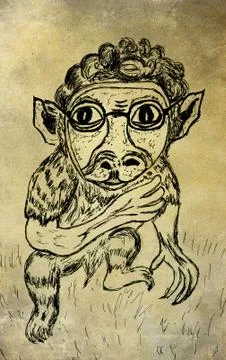 Weird Monkey Sketch Illustrazione stock