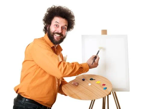Weird painter starting to paint Stockfoto's