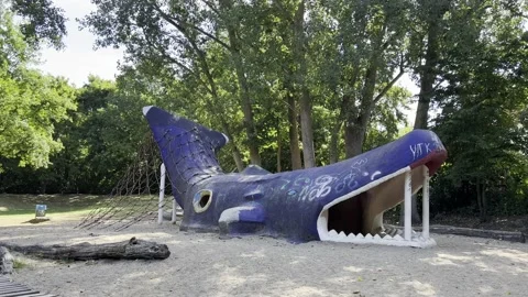 Weird playground in a form of a whale Stock Footage 201519984