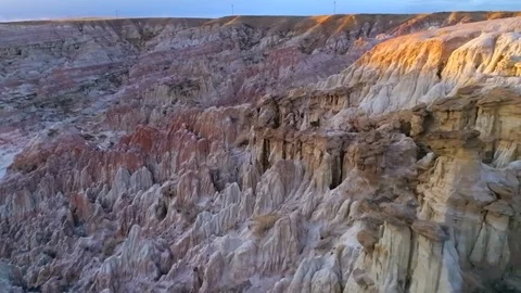 Weird Rock Spires Flyby Stock Footage 124749460