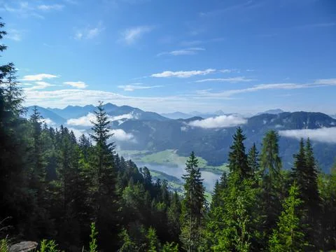 Weissensee - An idyllic, spring view on a lake in Alps Stock Photos