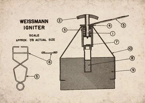 Weissmann Igniter Military Demolition Exploding Device Technical Diagram Do.. Illustrazione stock
