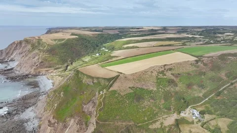 Welcombe Mouth Beach, North Devon and Cornwall Coastpath Border, Devon, England Stock Footage 342075900