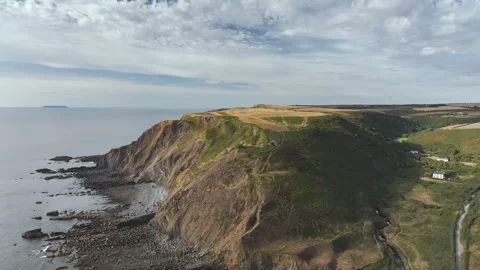 Welcombe Mouth Beach, North Devon and Cornwall Coastpath Border, Devon, England Stock Footage 342076080