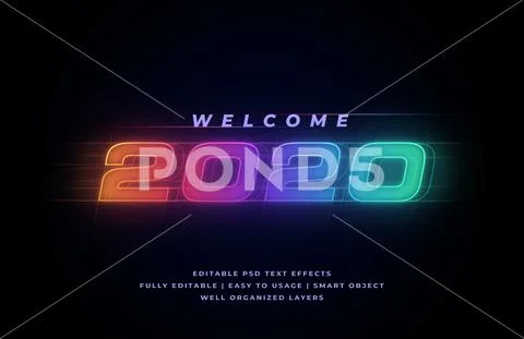 Welcome 2020 text style effect mockup - PSD Template PSD Template